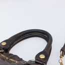 Miu Miu Hand Bag Leather 2way Brown Gold Auth 167887M-14