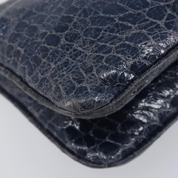 Miu Miu Shoulder Bag Leather Blue Gold Auth 167888A
