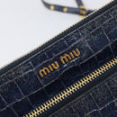 Miu Miu Shoulder Bag Leather Blue Gold Auth 167888A-17