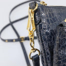 Miu Miu Shoulder Bag Leather Blue Gold Auth 167888A-19