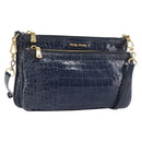 Miu Miu Shoulder Bag Leather Blue Gold Auth 167888A-1