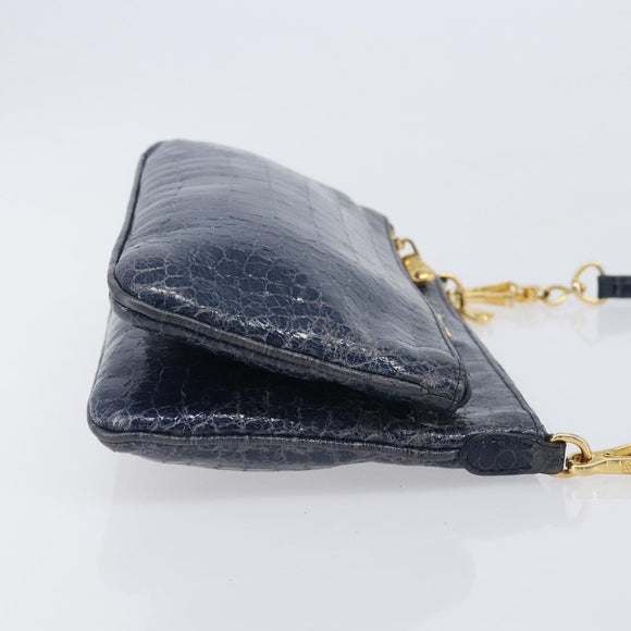 Miu Miu Shoulder Bag Leather Blue Gold Auth 167888A