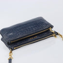 Miu Miu Shoulder Bag Leather Blue Gold Auth 167888A-6