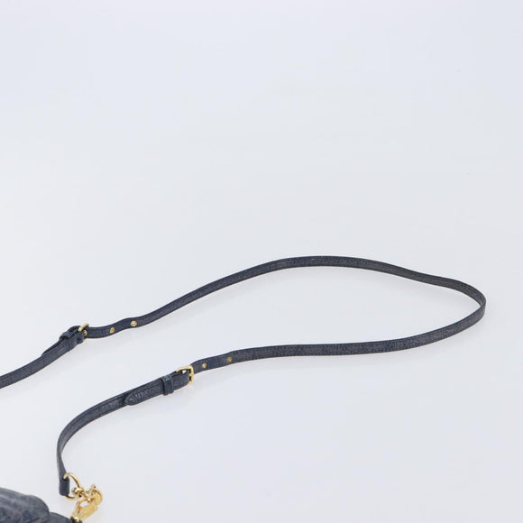 Miu Miu Shoulder Bag Leather Blue Gold Auth 167888A