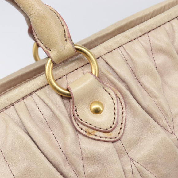 Miu Miu Hand Bag Leather 2way Pink Gold Auth 167890A