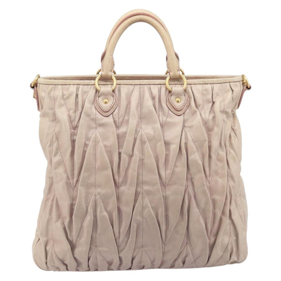 Miu Miu Hand Bag Leather 2way Pink Gold Auth 167890A