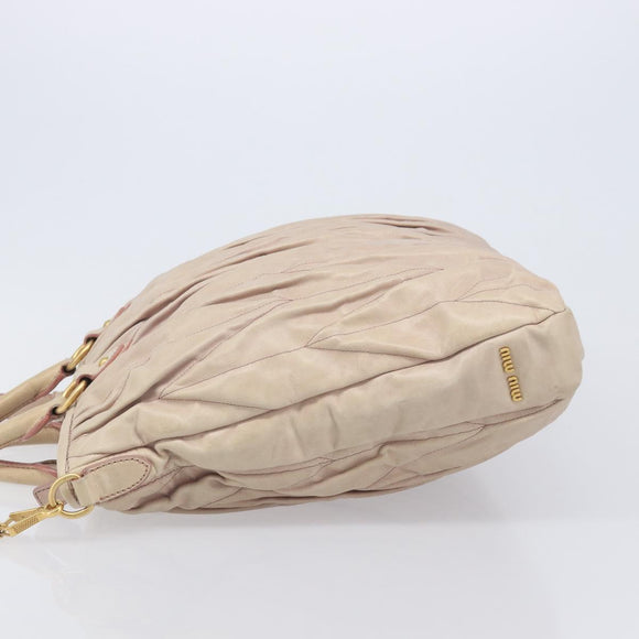 Miu Miu Hand Bag Leather 2way Pink Gold Auth 167890A
