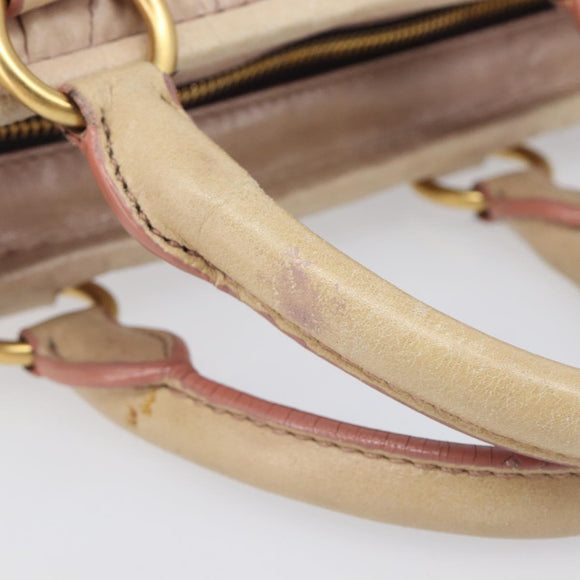 Miu Miu Hand Bag Leather 2way Pink Gold Auth 167890A