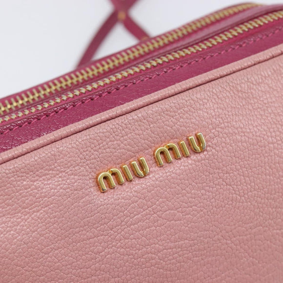 Miu Miu Shoulder Bag Leather Pink Gold Auth 167891A