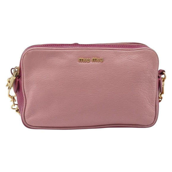 Miu Miu Shoulder Bag Leather Pink Gold Auth 167891A