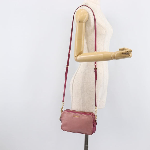 Miu Miu Shoulder Bag Leather Pink Gold Auth 167891A