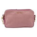 Miu Miu Shoulder Bag Leather Pink Gold Auth 167891A-13
