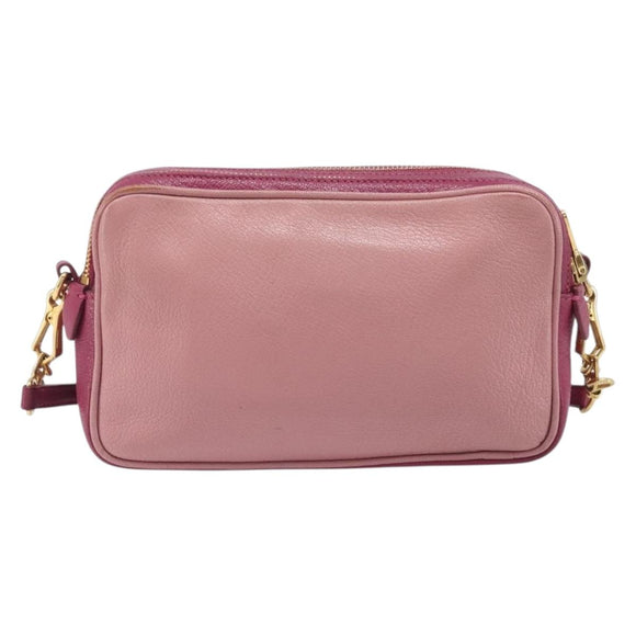 Miu Miu Shoulder Bag Leather Pink Gold Auth 167891A