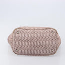 Miu Miu Matelasse Hand Bag Leather Pink Silver Auth 167892-13