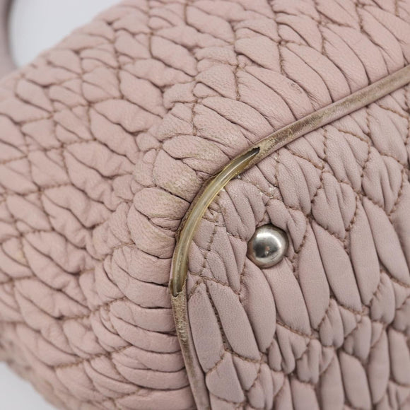 Miu Miu Matelasse Hand Bag Leather Pink Silver Auth 167892