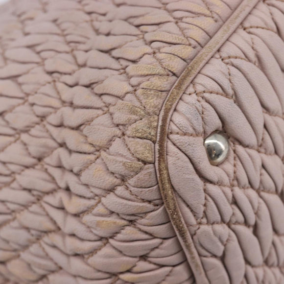 Miu Miu Matelasse Hand Bag Leather Pink Silver Auth 167892
