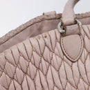 Miu Miu Matelasse Hand Bag Leather Pink Silver Auth 167892-21