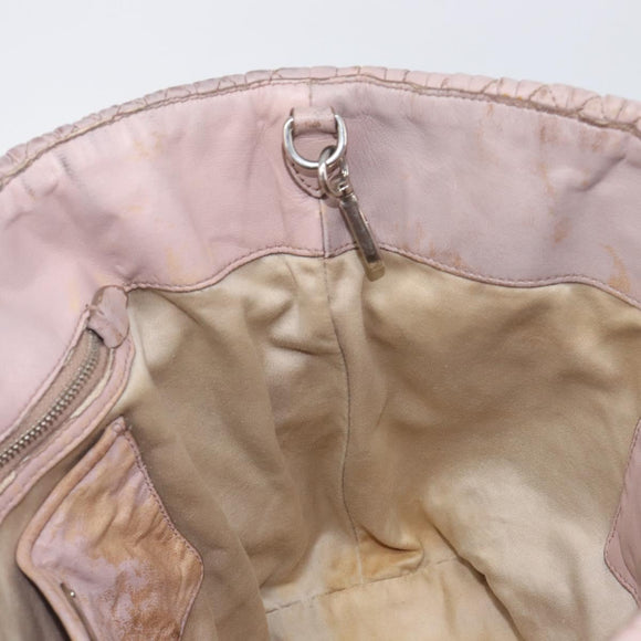 Miu Miu Matelasse Hand Bag Leather Pink Silver Auth 167892