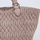 Miu Miu Matelasse Hand Bag Leather Pink Silver Auth 167892-5