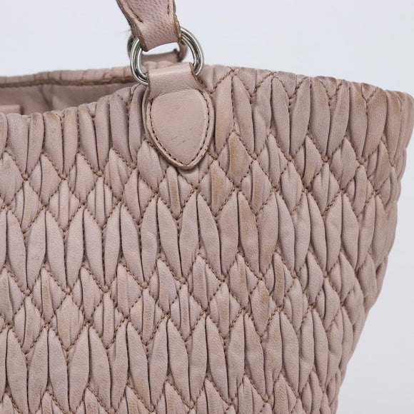 Miu Miu Matelasse Hand Bag Leather Pink Silver Auth 167892