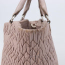 Miu Miu Matelasse Hand Bag Leather Pink Silver Auth 167892-7