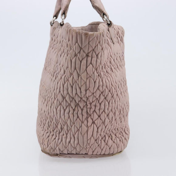 Miu Miu Matelasse Hand Bag Leather Pink Silver Auth 167892
