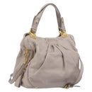 Miu Miu Hand Bag Leather 2way Gray Gold Auth 167897A-1