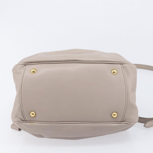 Miu Miu Hand Bag Leather 2way Gray Gold Auth 167897A