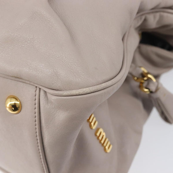 Miu Miu Hand Bag Leather 2way Gray Gold Auth 167897A