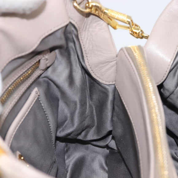 Miu Miu Hand Bag Leather 2way Gray Gold Auth 167897A