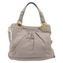 Miu Miu Hand Bag Leather 2way Gray Gold Auth 167897A-3