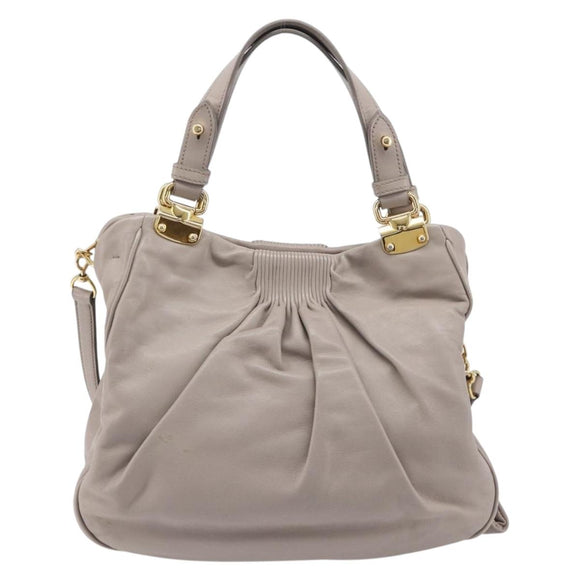 Miu Miu Hand Bag Leather 2way Gray Gold Auth 167897A