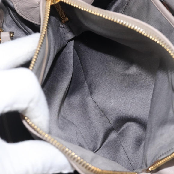 Miu Miu Hand Bag Leather 2way Gray Gold Auth 167897A