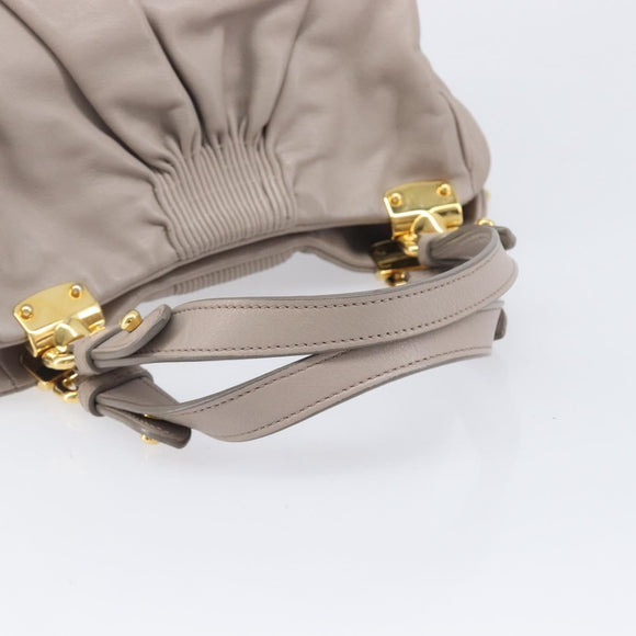 Miu Miu Hand Bag Leather 2way Gray Gold Auth 167897A