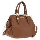 Miu Miu Hand Bag Leather 2way Brown Gold Auth 167898A-1