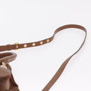 Miu Miu Hand Bag Leather 2way Brown Gold Auth 167898A-11