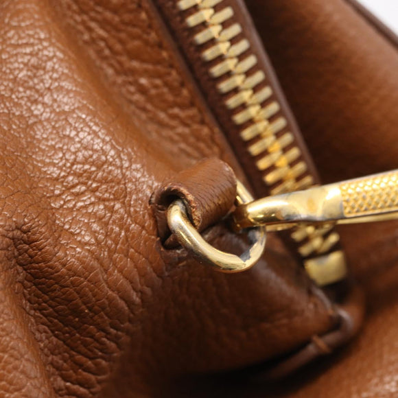Miu Miu Hand Bag Leather 2way Brown Gold Auth 167898A