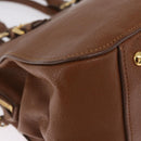 Miu Miu Hand Bag Leather 2way Brown Gold Auth 167898A-17