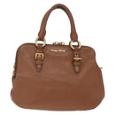 Miu Miu Hand Bag Leather 2way Brown Gold Auth 167898A-2