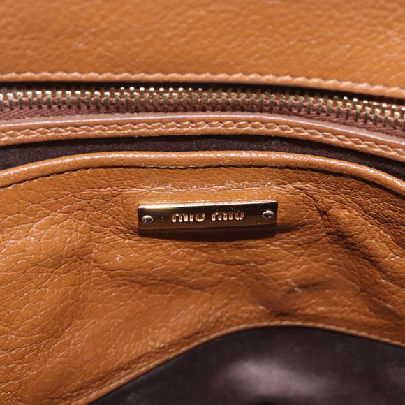 Miu Miu Hand Bag Leather 2way Brown Gold Auth 167898A