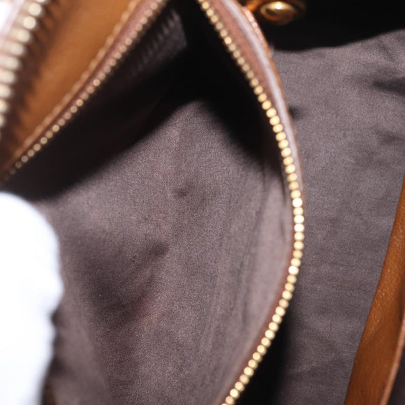 Miu Miu Hand Bag Leather 2way Brown Gold Auth 167898A