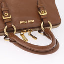 Miu Miu Hand Bag Leather 2way Brown Gold Auth 167898A-8