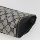 GUCCI GG Supreme Sherry Line Clutch Bag PVC Navy Gold 89 01 030 Auth 167905-15