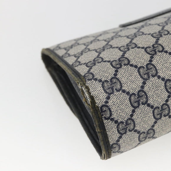 GUCCI GG Supreme Sherry Line Clutch Bag PVC Navy Gold 89 01 030 Auth 167905