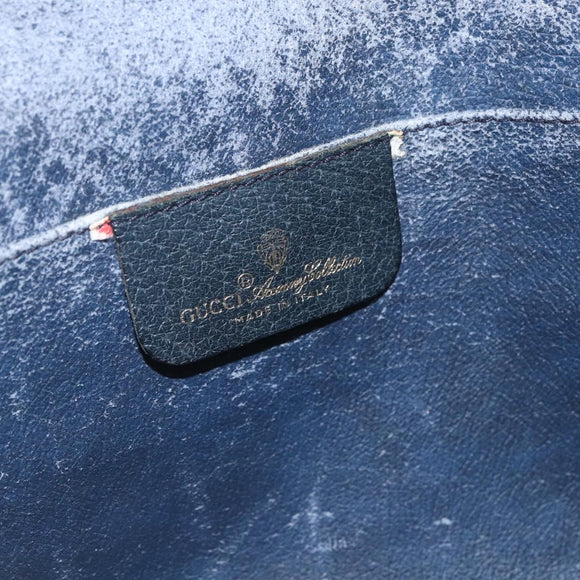 GUCCI GG Supreme Sherry Line Clutch Bag PVC Navy Gold 89 01 030 Auth 167905