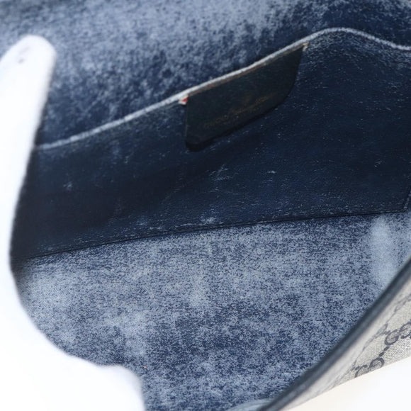 GUCCI GG Supreme Sherry Line Clutch Bag PVC Navy Gold 89 01 030 Auth 167905