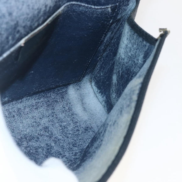 GUCCI GG Supreme Sherry Line Clutch Bag PVC Navy Gold 89 01 030 Auth 167905