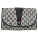 GUCCI GG Supreme Sherry Line Clutch Bag PVC Navy Gold 89 01 030 Auth 167905-13
