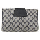 GUCCI GG Supreme Sherry Line Clutch Bag PVC Navy Gold 89 01 030 Auth 167905-2