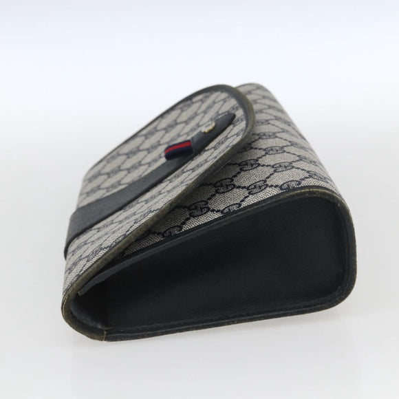 GUCCI GG Supreme Sherry Line Clutch Bag PVC Navy Gold 89 01 030 Auth 167905